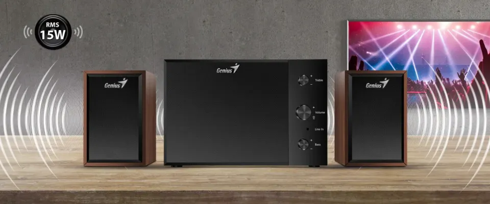 Genius Speakers 2.1 - SW-2.1 350 - 15W RMS, Wood, photo 5