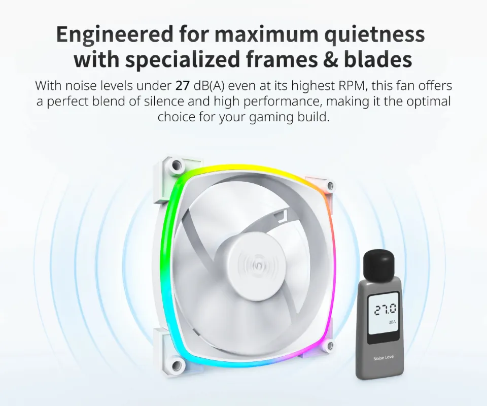 Montech AX120 PWM, Fan 120mm, ARGB, White, foto 3