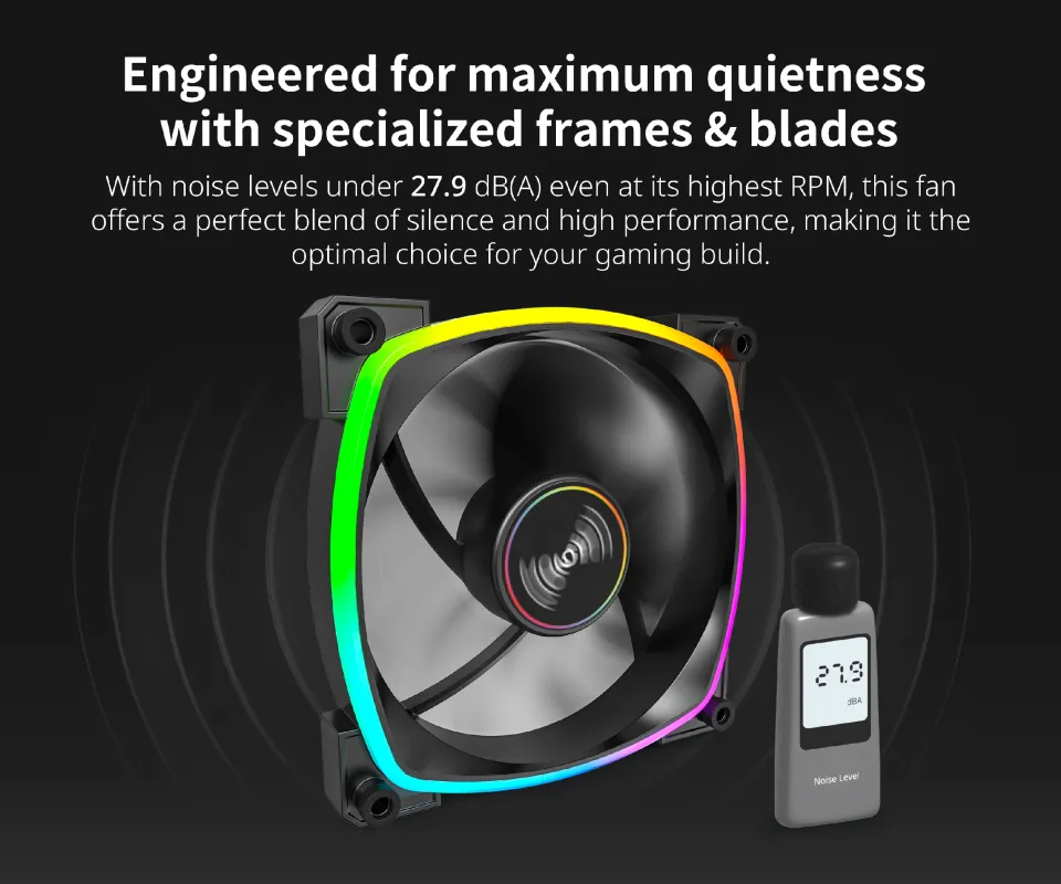 Montech RX140 PWM, REVERSE Fan, 140mm, ARGB, Black, foto 3