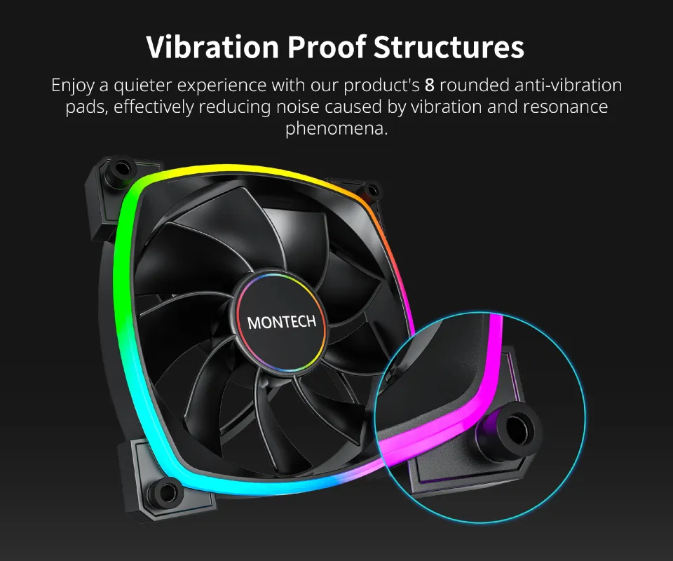 Montech RX140 PWM, REVERSE Fan, 140mm, ARGB, Black, foto 5