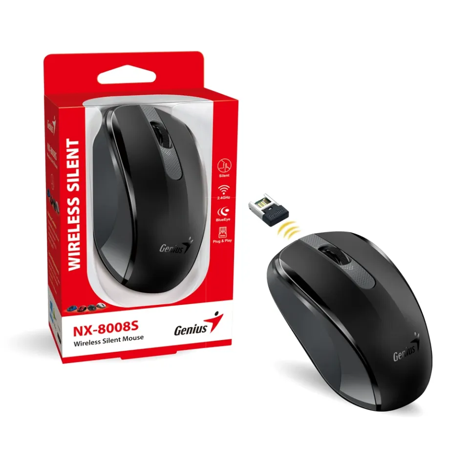 Genius Wireless Silent Mouse - NX-8008S Black - Silent, 2.4GHz, foto 4