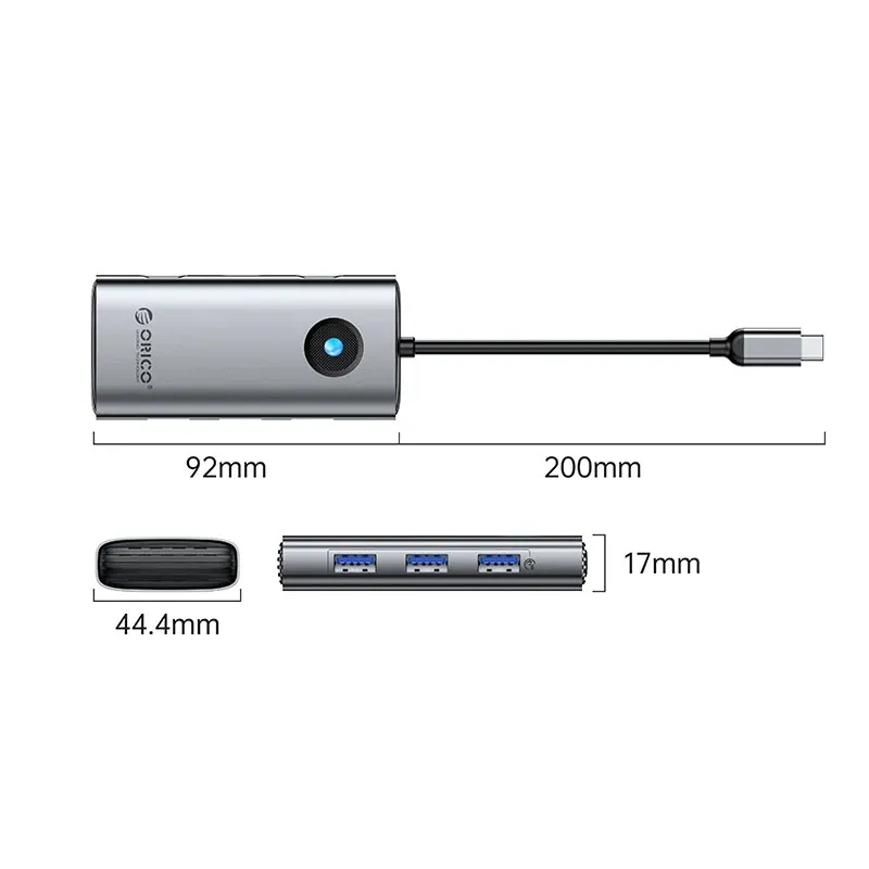Orico Docking Station Type-C - PW11-6P-GY-EP - HDMI x 1, USB-C x 1, USB3.0 x 3, USB-C PD100W x 1, photo 3