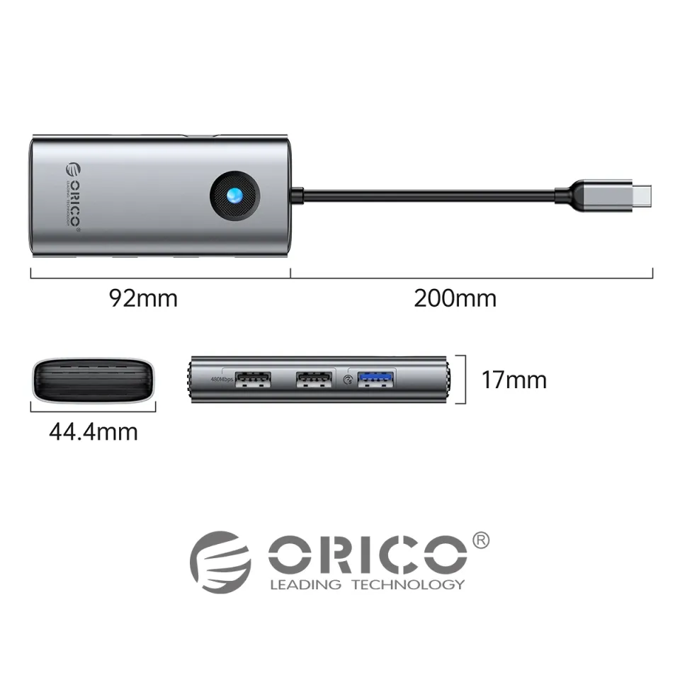 Orico Docking Station Type-C - PW11-6P25R-GY-BP - HDMI, USB-A x 3, PD100W x 1, LAN (2.5Gbps), photo 4