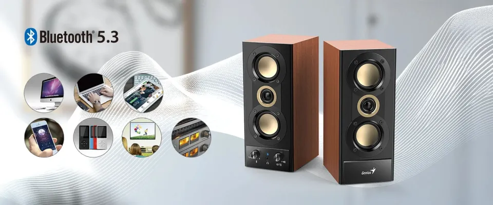 Genius Speakers 2.0 - SP-HF800BT - 20W RMS, Bluetooth 5.3, Wood, photo 6