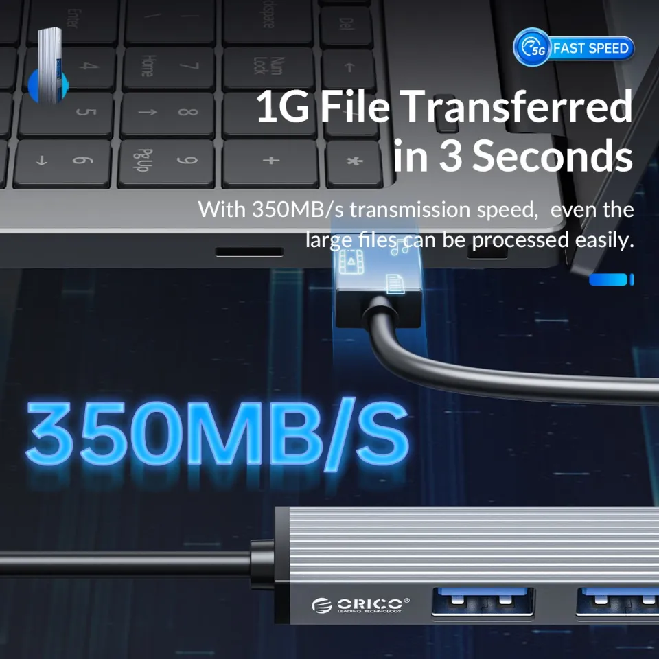Orico USB3.0/2.0 HUB 3 port + card reader, Aluminum - AH-A12F-GY, foto 5
