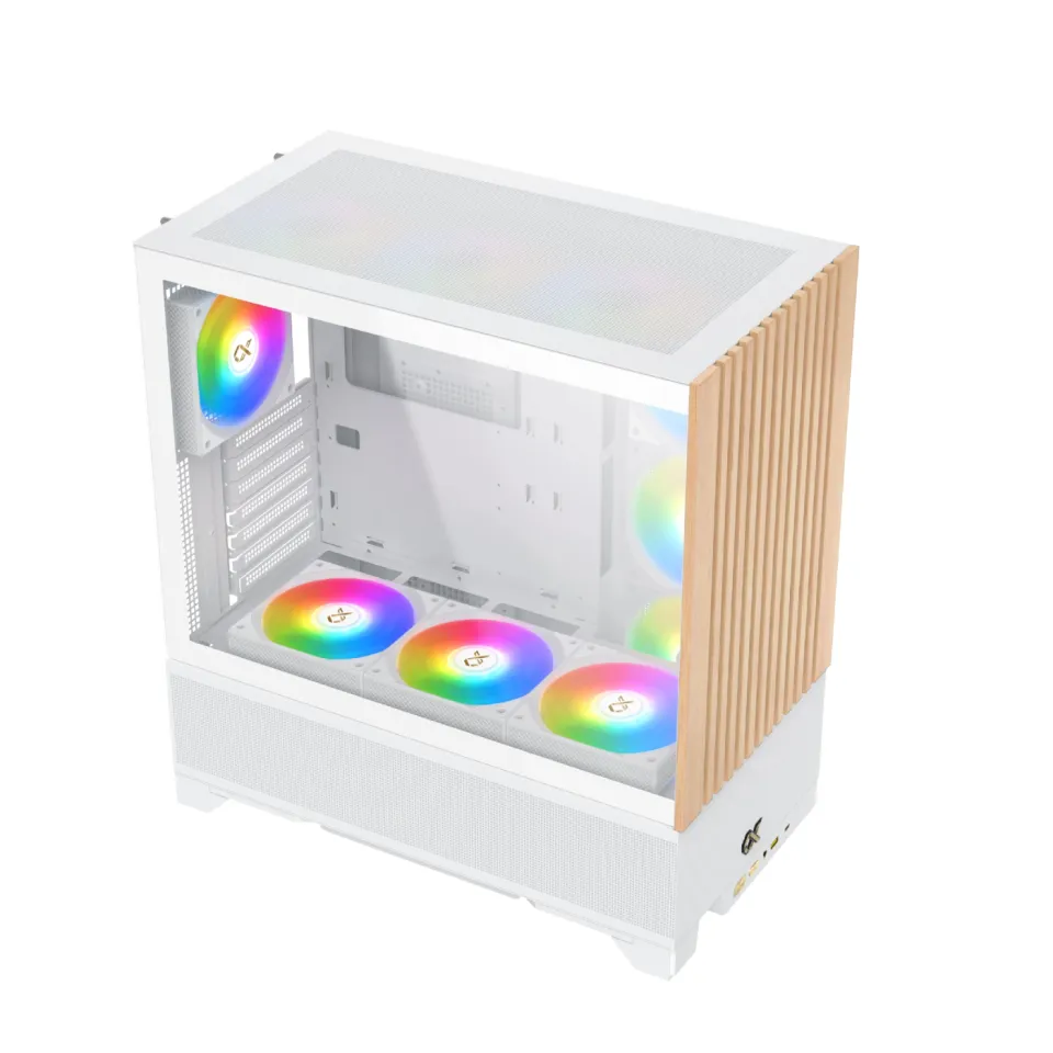 Xigmatek Case EATX - Endorphin WD Arctic, Addressable RGB, Wood, foto 2