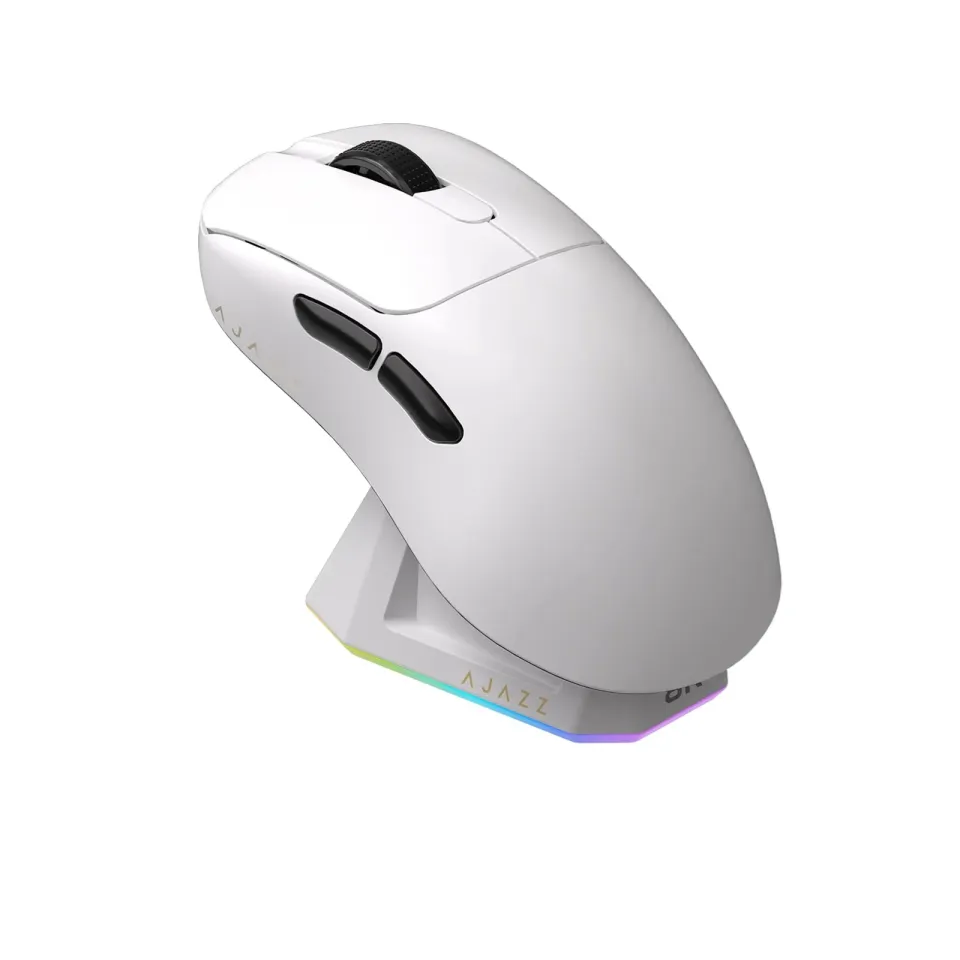 Ajazz AJ179 PRO - Wireless Gaming Mouse - 8K, Magnetic Charging Dock, White