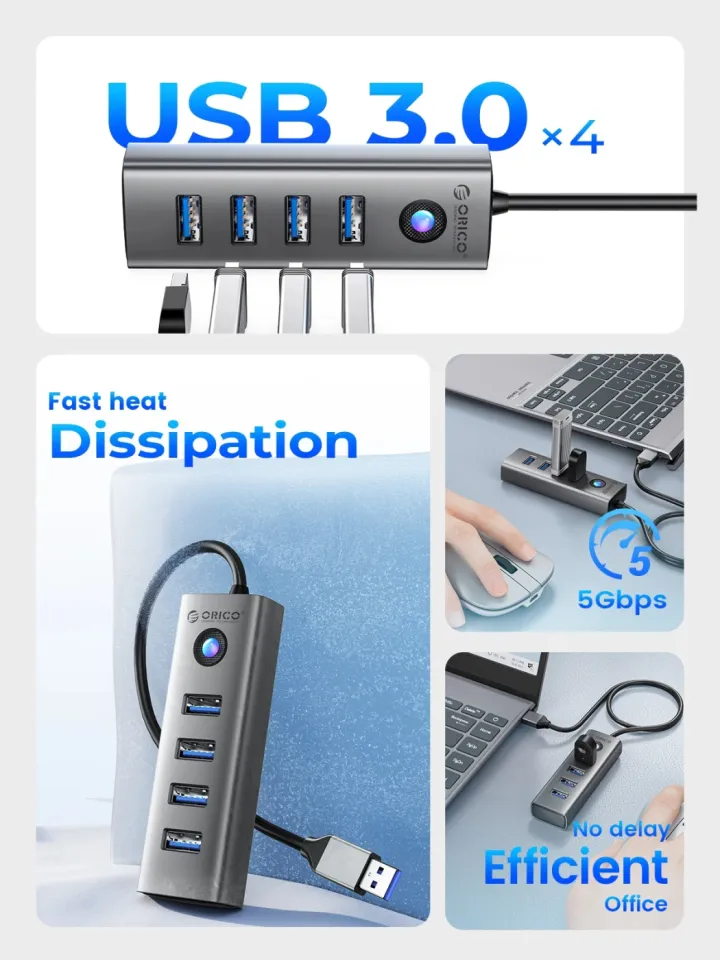 Orico HUB USB3.0 4 port, Aluminium, Grey - PDD4U-U3-015-GY, foto 4