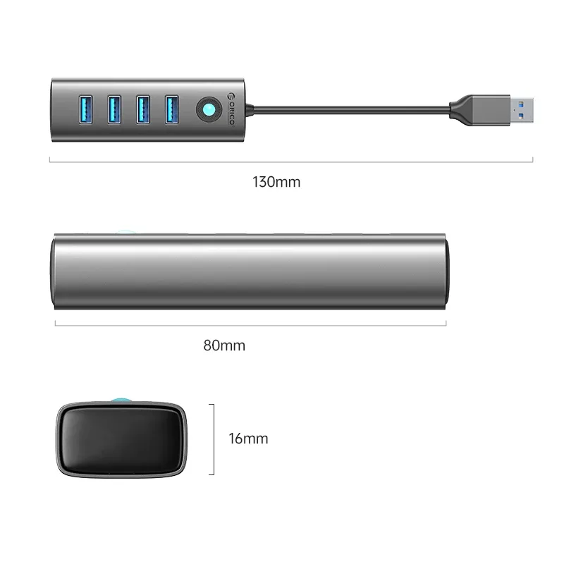 Orico HUB USB3.0 4 port, Aluminium, Grey - PDD4U-U3-015-GY, foto 2
