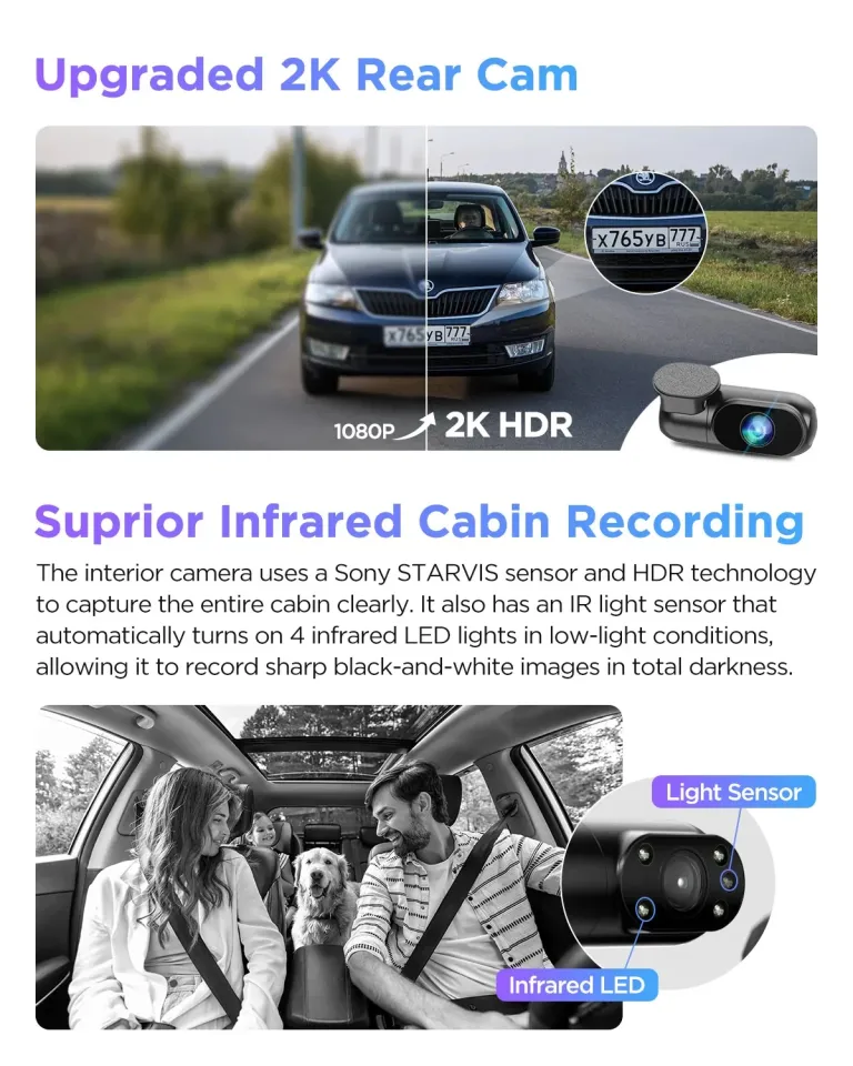 VIOFO Dash Cam A229 Pro 3 Channel - 4K, HDR, Dual Sony STARVIS 2, GPS, Bluetooth, photo 5