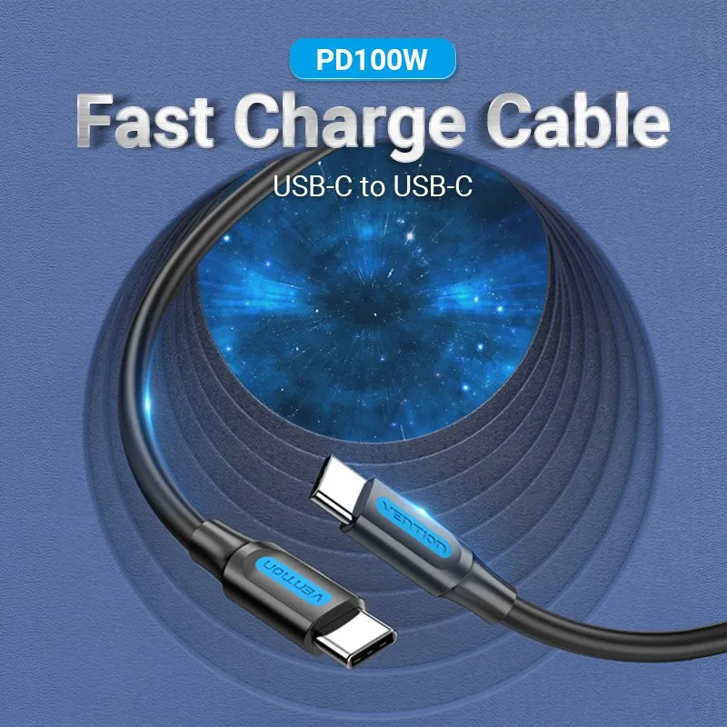 Vention USB 2.0 Type-C to Type-C - 0.5M Black 5A Fast Charge - COTBD, photo 2