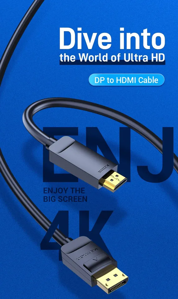 Vention Cable DisplayPort to HDMI 3.0m - 4K, Gold Plated - HAGBI, photo 3