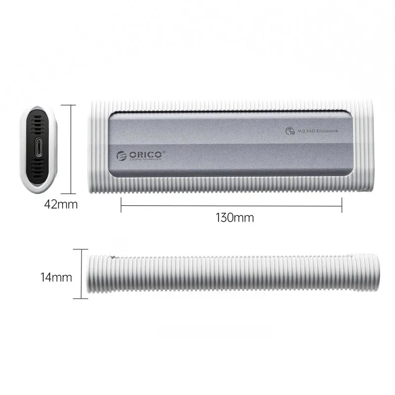 Orico Storage - Case - M.2 NVMe/SATA M/B key - USB3.1 Type-C/A, Silicone Protective Case, 10Gbps - AXM2S-G2-V1-GY-BP, photo 2