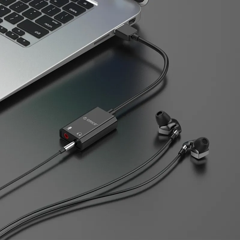 Orico USB Sound card - Headphones, Mic, Black - SKT2-BK, photo 4