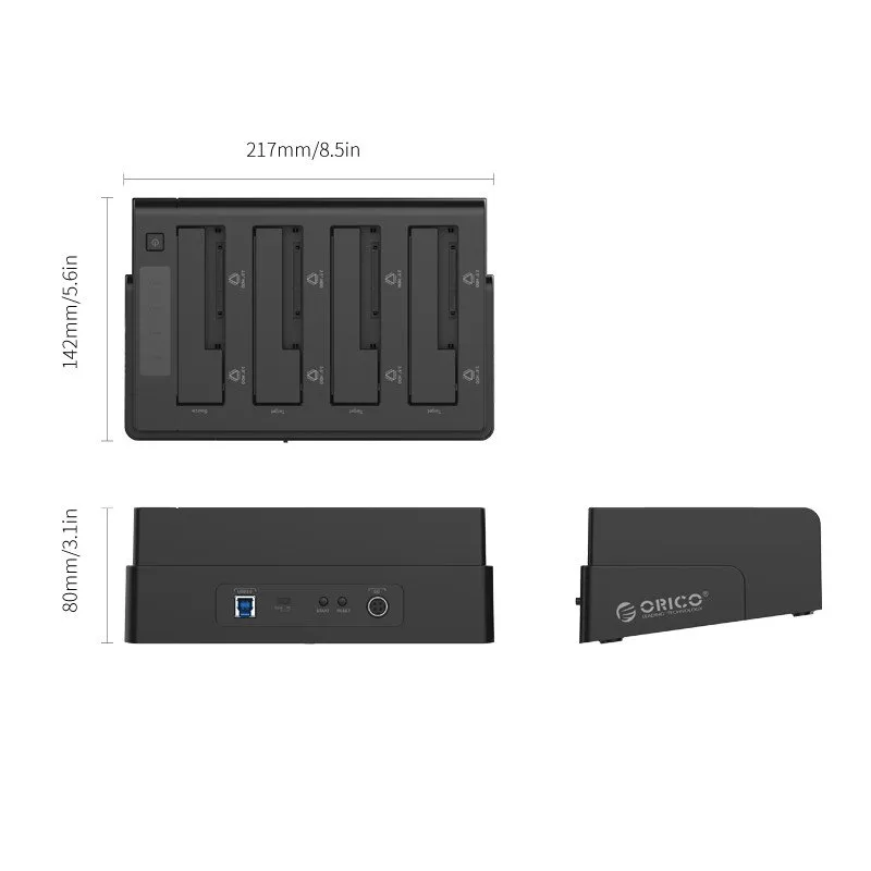 Orico Storage - HDD/SSD Dock/Duplicator - 4x 2.5 and 3.5 inch USB3.0, black - 6648US3-C, photo 5