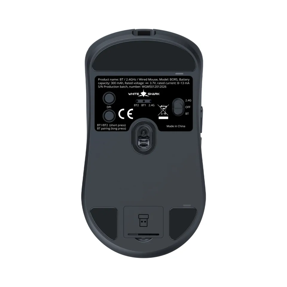 White Shark Wireless Gaming Mouse BORS - 12000dpi, 1000Hz, Bluetooth, Black, photo 6
