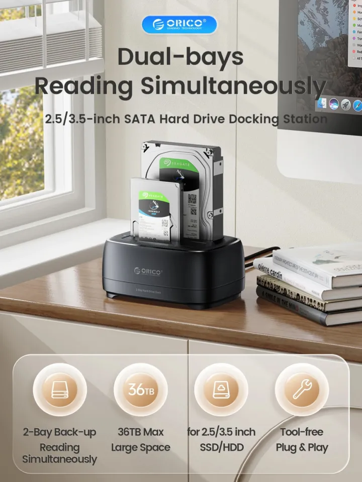 Orico Storage - HDD/SSD Dock - 2 BAY Offline Clone 2.5/3.5 USB-C/USB-A - DD28C3-C, photo 6