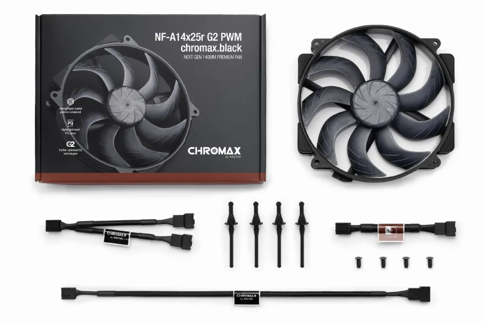 Noctua Fan 140mm - NF-A14x25r G2 PWM chromax.black, photo 4