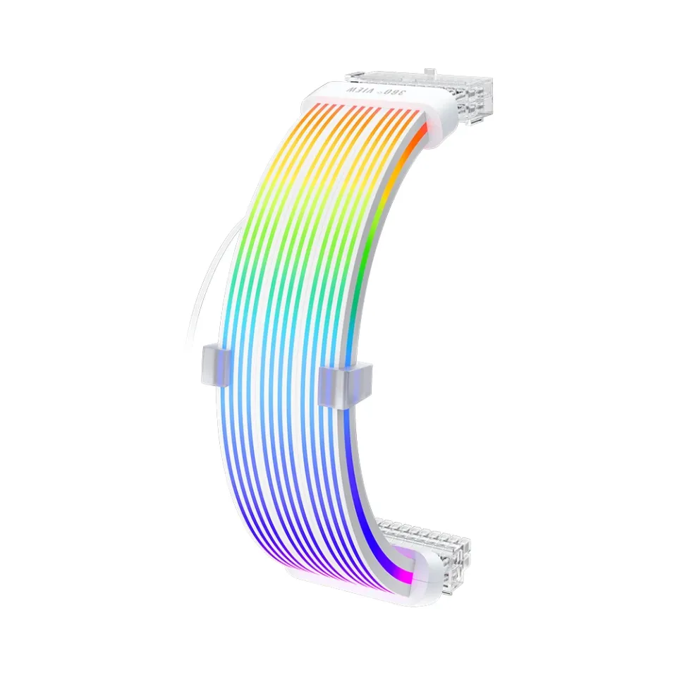 1stPlayer Extension Modding Cable M/B 24PIN Addressable RGB White - NC24P-WH, foto 3