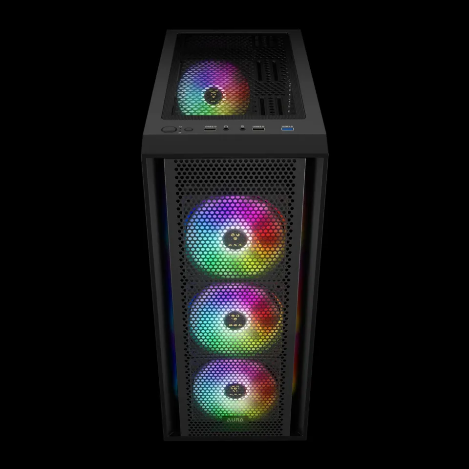 Gamdias Case ATX - AURA GC2 Elite - Mesh, RGB, Tempered Glass, foto 3
