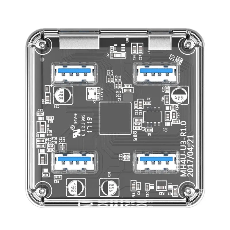 Orico USB3.0 HUB 4 port transparent, 1m cable - MH4U-U3-10-CR, photo 2