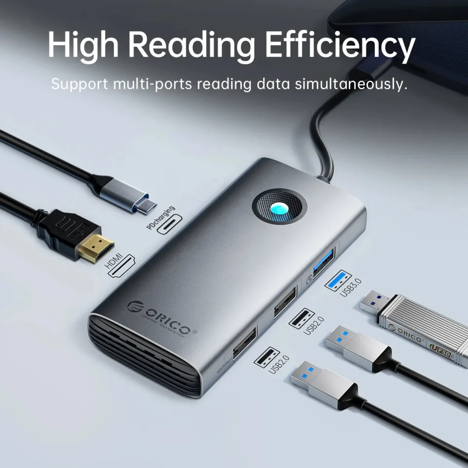 Orico Docking Station Type-C - PW11-6P25R-GY-BP - HDMI, USB-A x 3, PD100W x 1, LAN (2.5Gbps), photo 6