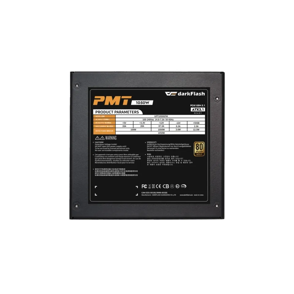 Darkflash PSU ATX 3.1 1050W Gold, Full Modular, PCIe 5.1 - PMT1050 A3, foto 5