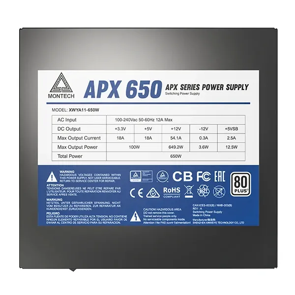 Montech PSU 650W - APX - 80 Plus White, foto 3