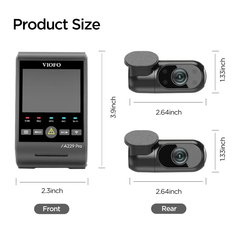 VIOFO Dash Cam A229 Pro 3 Channel - 4K, HDR, Dual Sony STARVIS 2, GPS, Bluetooth, photo 2